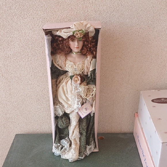 Make Offer Porcelain Doll with Lace and Floral Accents - Picture 1 of 5